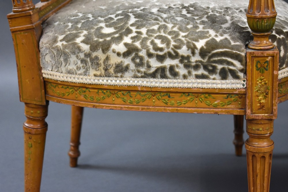 Pair of Edwardian Satinwood Hand Painted Armchairs View X