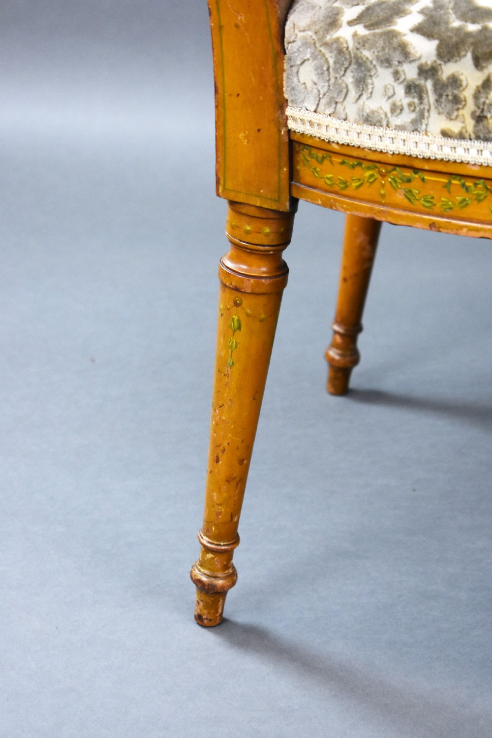 Pair of Edwardian Satinwood Hand Painted Armchairs View XI
