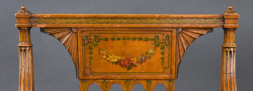 Pair of Edwardian Satinwood Hand Painted Armchairs View XIII