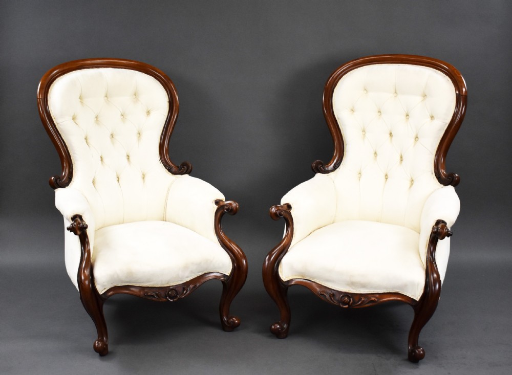Pair of Victorian Mahogany Armchairs