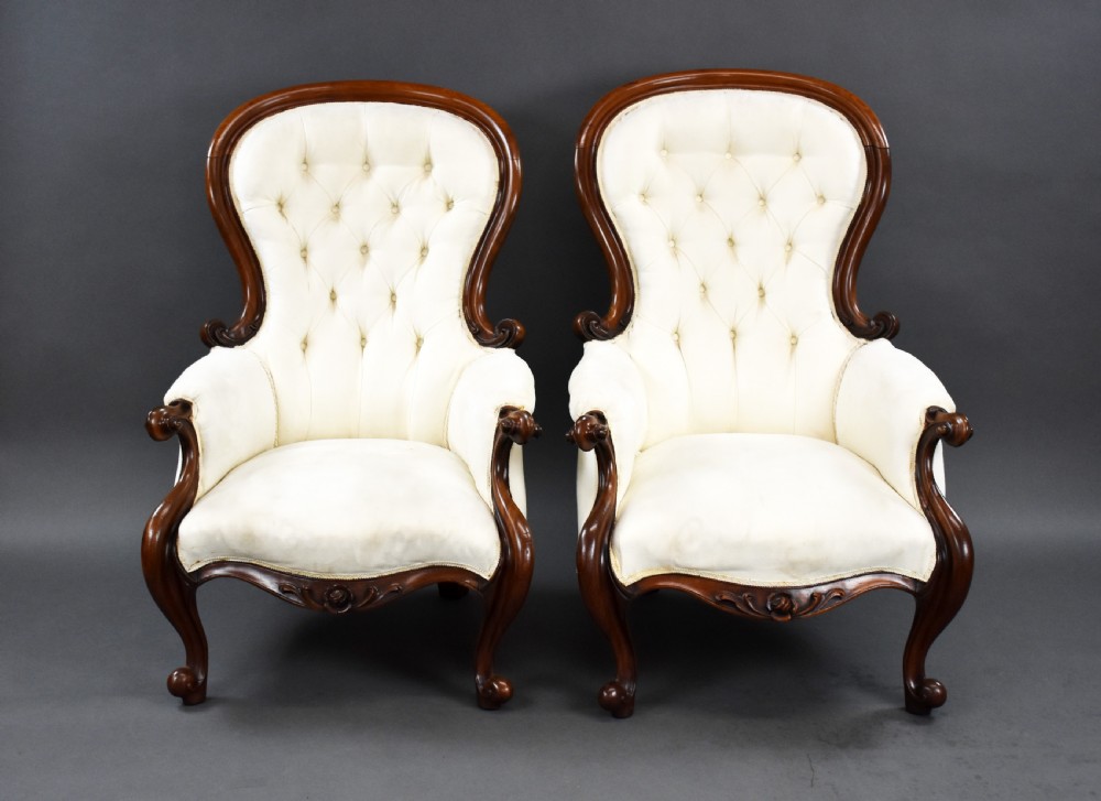 Pair of Victorian Mahogany Armchairs View II