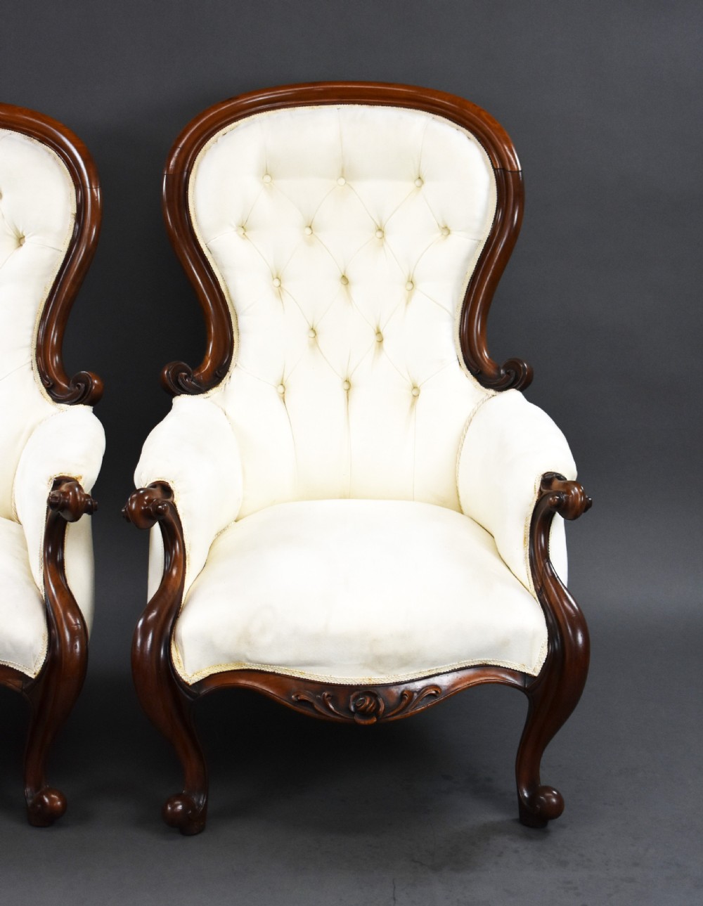 Pair of Victorian Mahogany Armchairs View IV