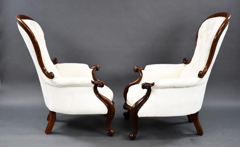 Pair of Victorian Mahogany Armchairs View V