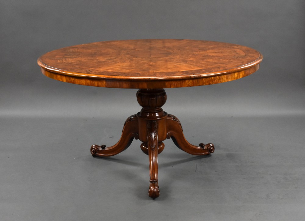 Victorian Burr Walnut Circular Breakfast Table View II