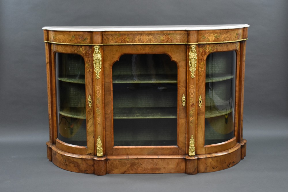 Victorian Burr Walnut & Marquetry Credenza