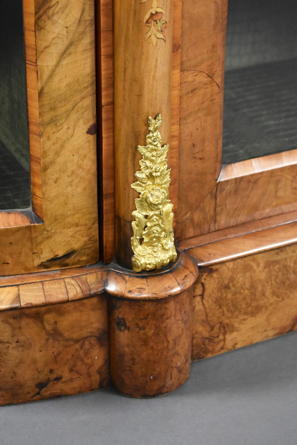 Victorian Burr Walnut & Marquetry Credenza View VIII