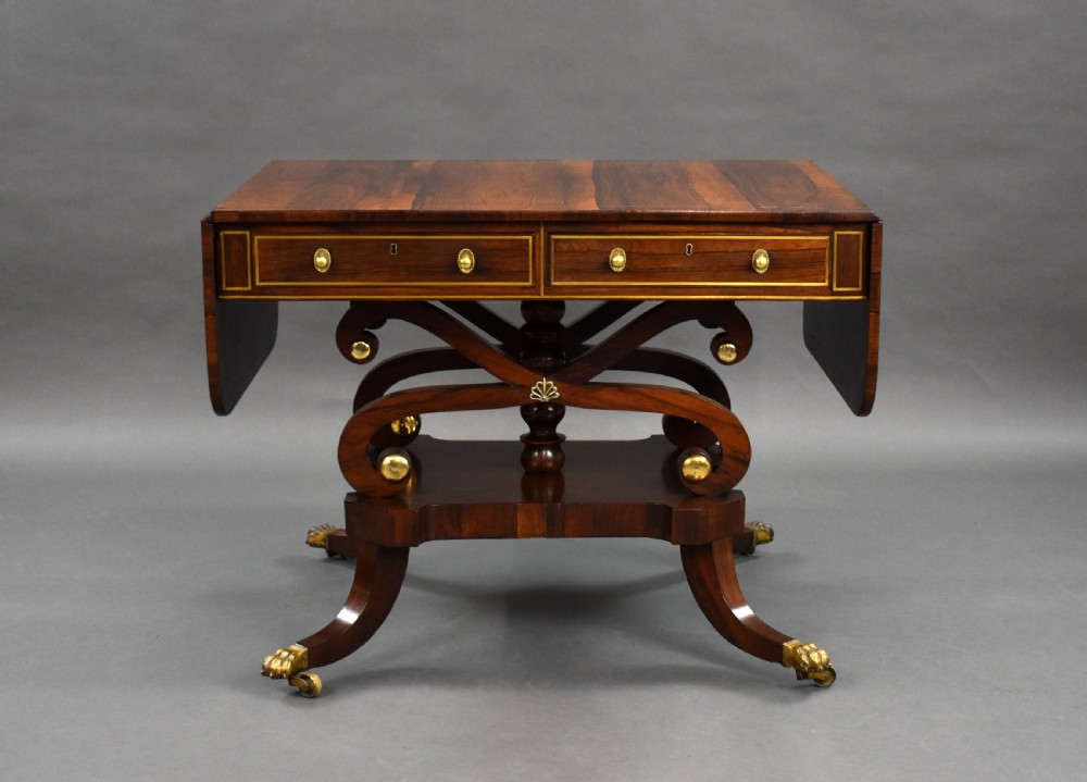 Regency Rosewood Brass Inlaid Sofa Table View II