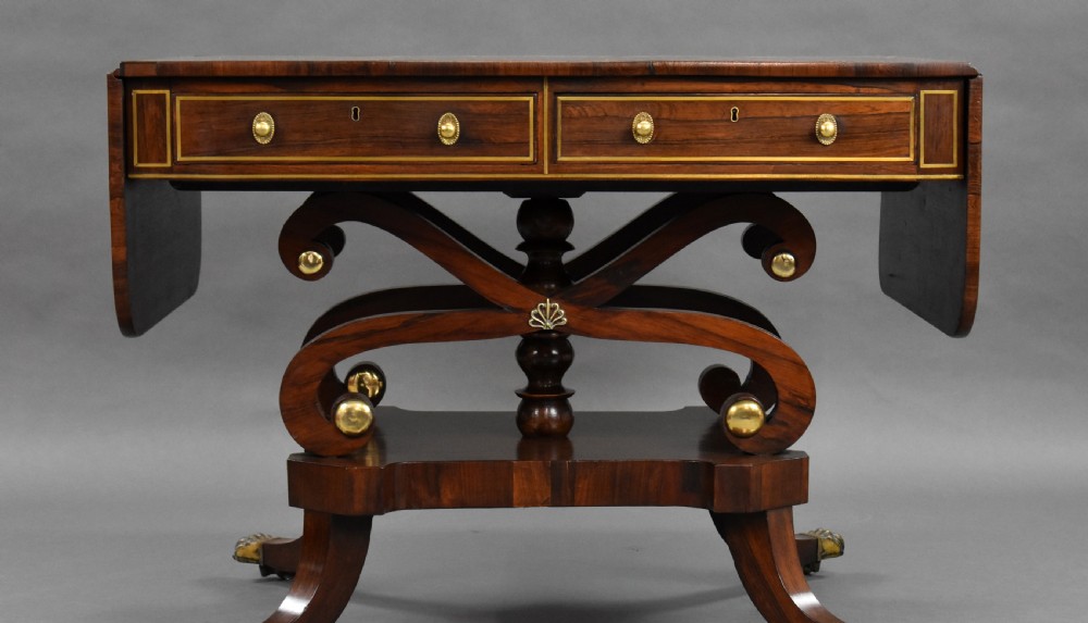 Regency Rosewood Brass Inlaid Sofa Table View III