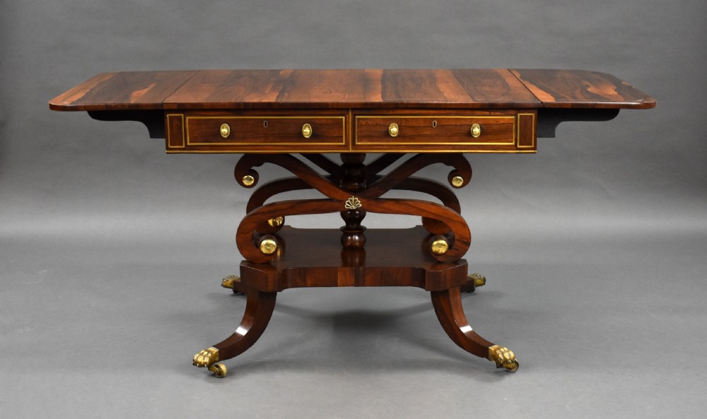 Regency Rosewood Brass Inlaid Sofa Table View V