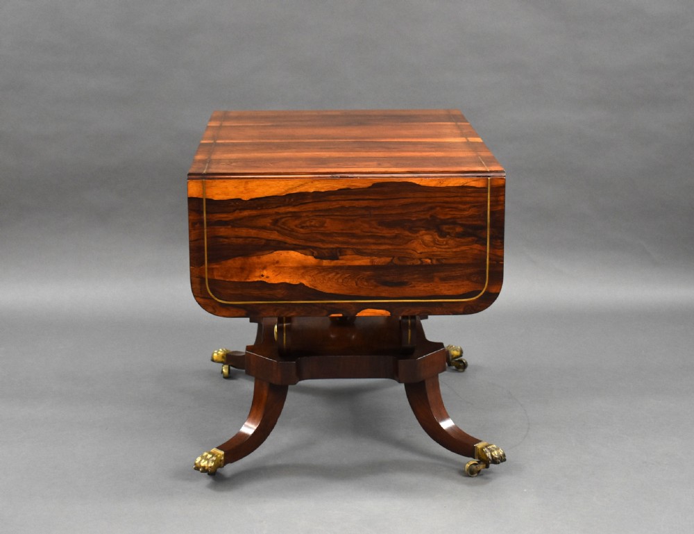 Regency Rosewood Brass Inlaid Sofa Table View VIII