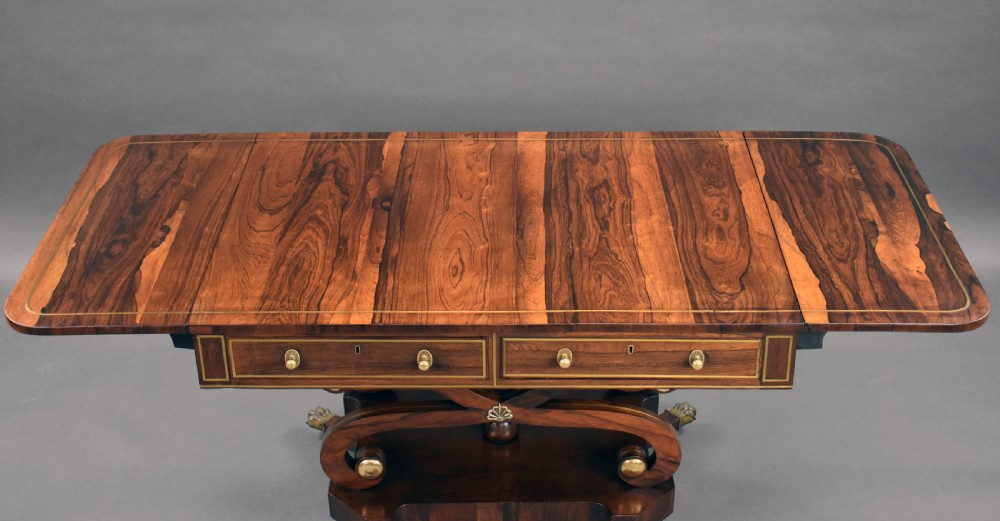 Regency Rosewood Brass Inlaid Sofa Table View IX