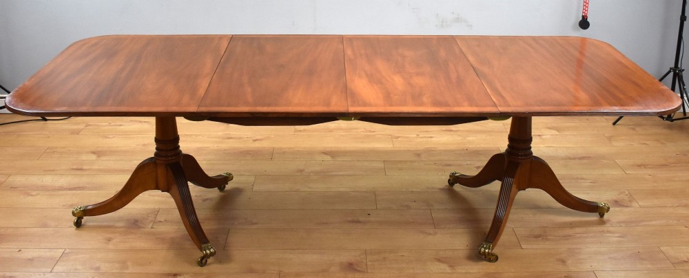 Antique Solid Mahogany Pedestal Dining Table