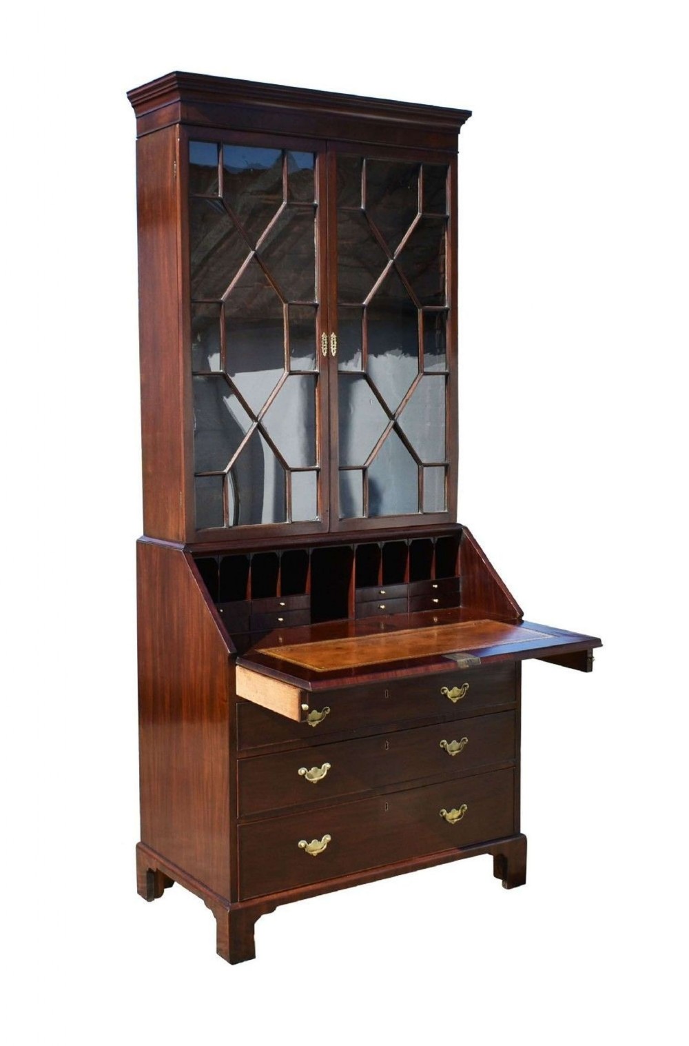 George III Mahogany Bureau Bookcase