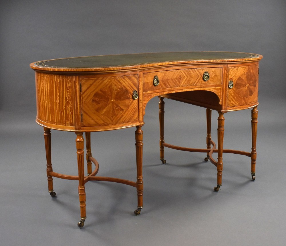 Edwardian Satinwood Kidney Shaped Writing Table