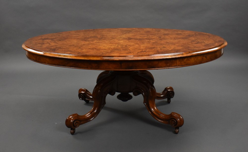 Victorian Burr Walnut Oval Coffee Table