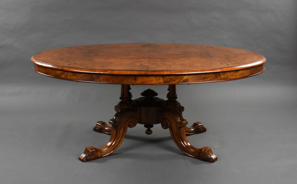 Victorian Burr Walnut Inlaid Oval Coffee Table
