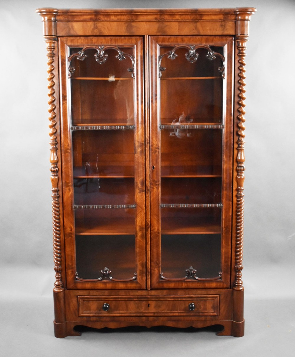 19th Century Flame Mahogany Biedermeier Bookcase