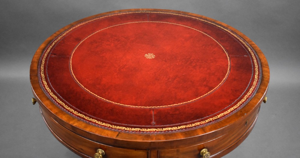 Small Regency Mahogany Drum Table View VII