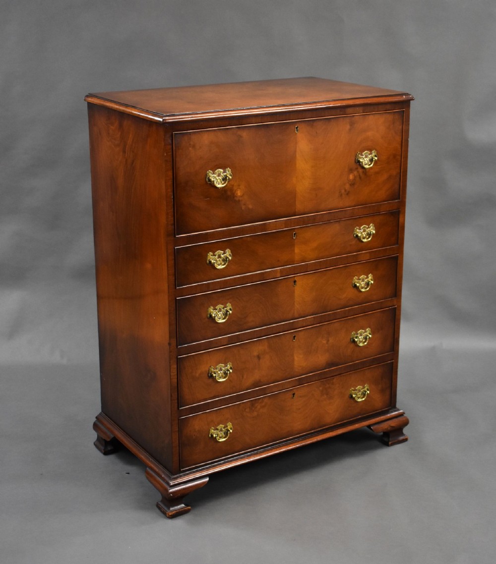 Antique Figured Walnut Secretaire Chest of Drawers