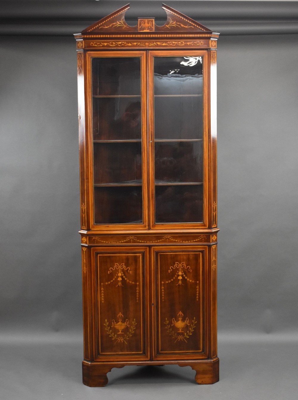 Edwardian Mahogany Inlaid Corner Cabinet