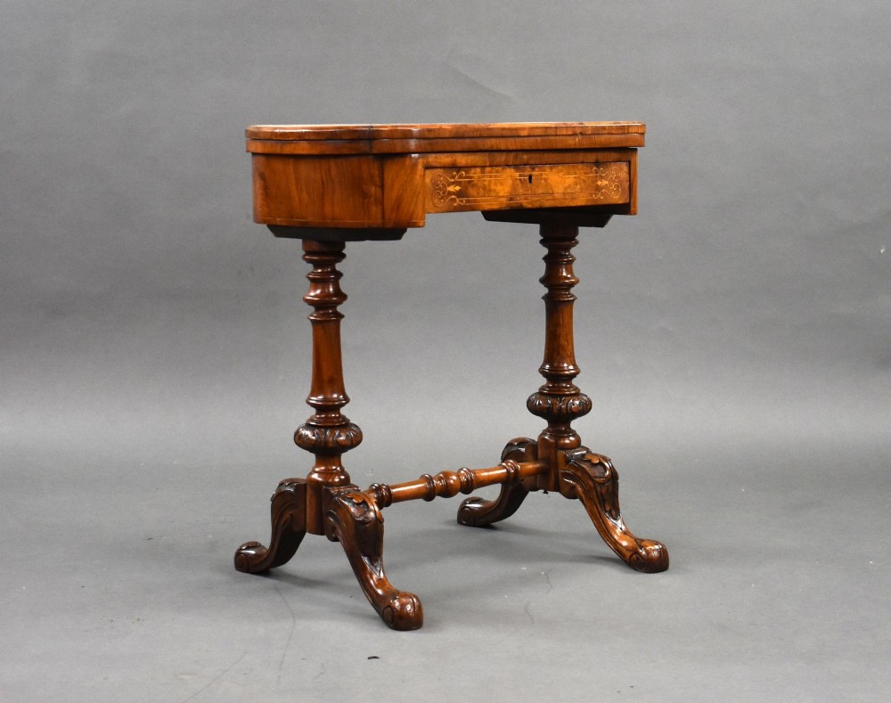 Victorian Burr Walnut Inlaid Games Table