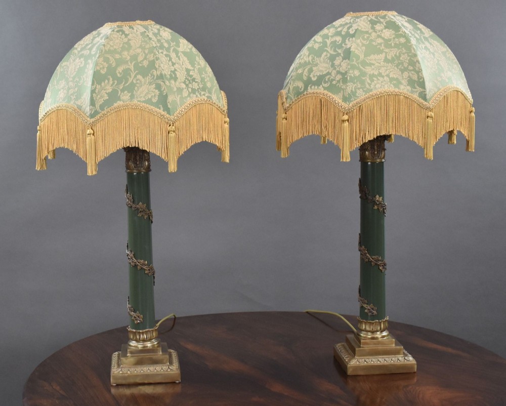 Pair Good Quality Empire Style Lamps standing height with shade 85cm