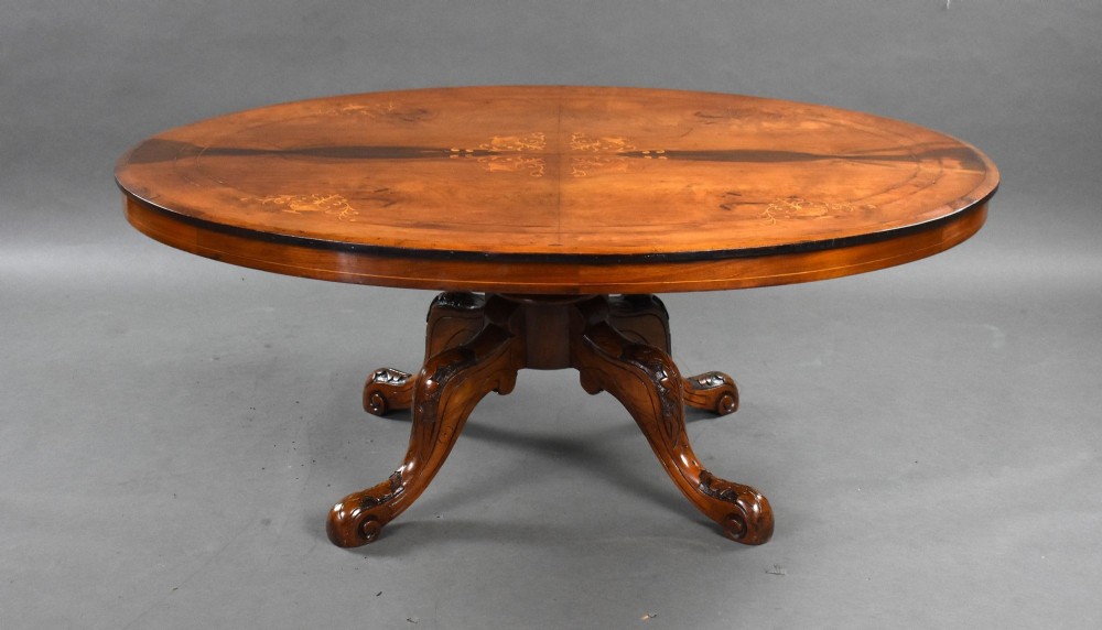 Victorian Figured Walnut Oval Coffee Table