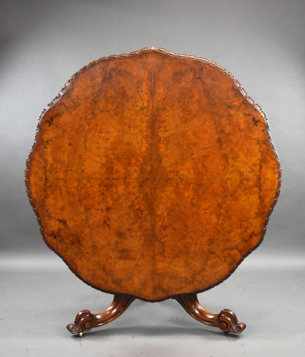 Victorian Burr Walnut Round Breakfast Table by T. Wilson
