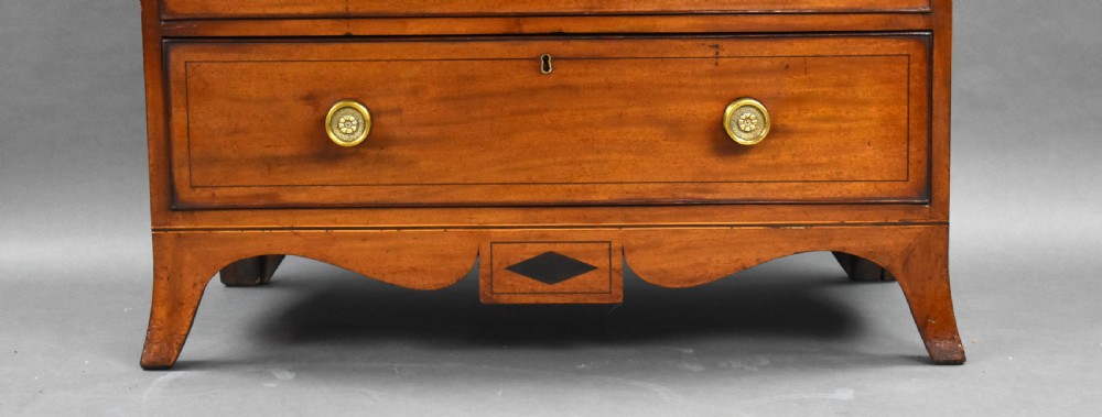 George III Mahogany Brass Inlaid Secretaire Bookcase View VI