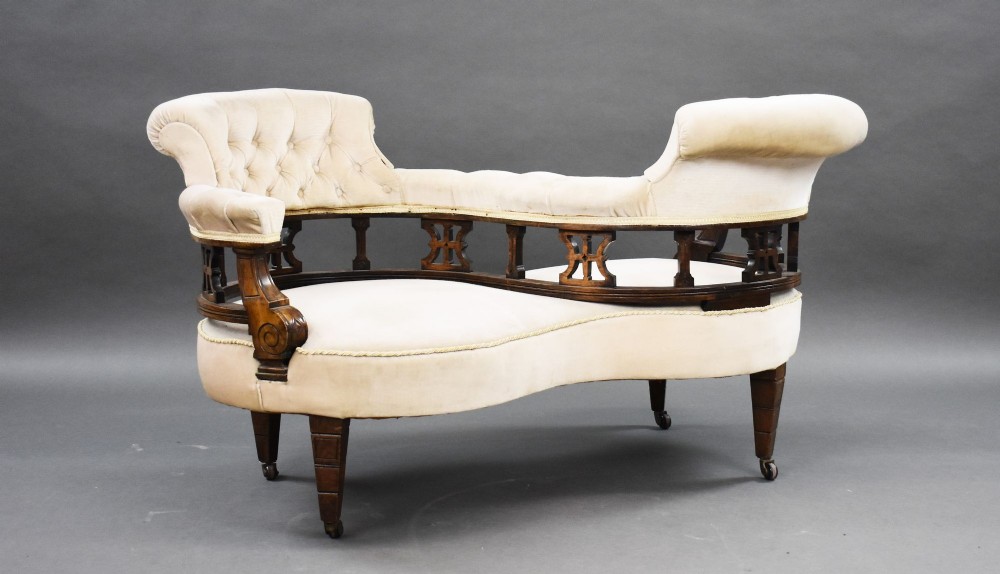 Victorian Walnut Conversation Seat
