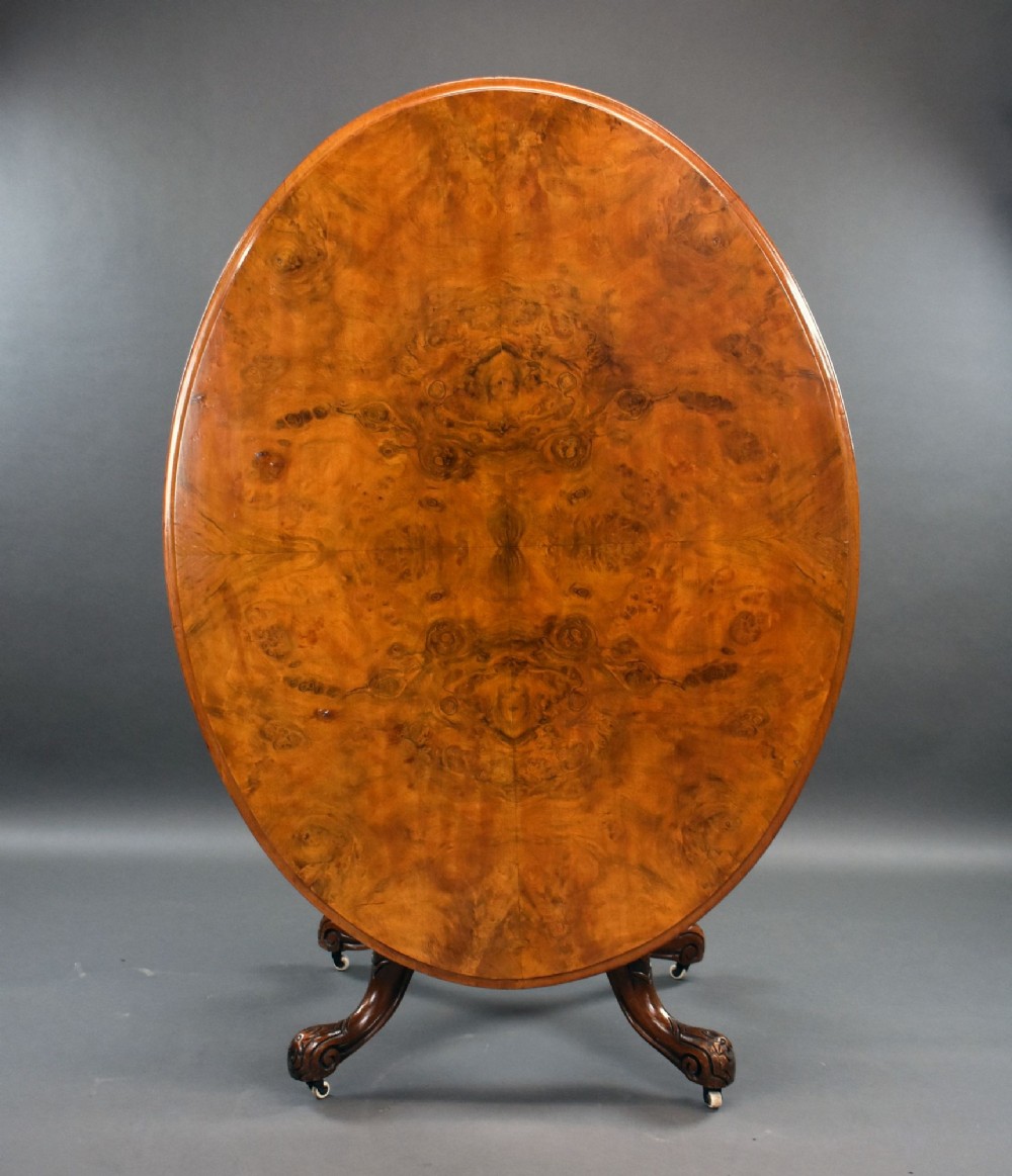 Victorian Burr Walnut Oval Loo Table