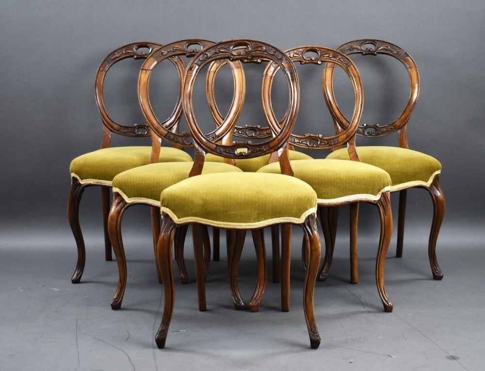 Set of 6 Victorian Walnut Dining Chairs