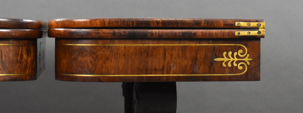 Pair of Regency Rosewood Brass Inlaid Card Table View VIII