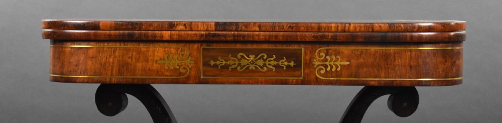 Pair of Regency Rosewood Brass Inlaid Card Table View XIII