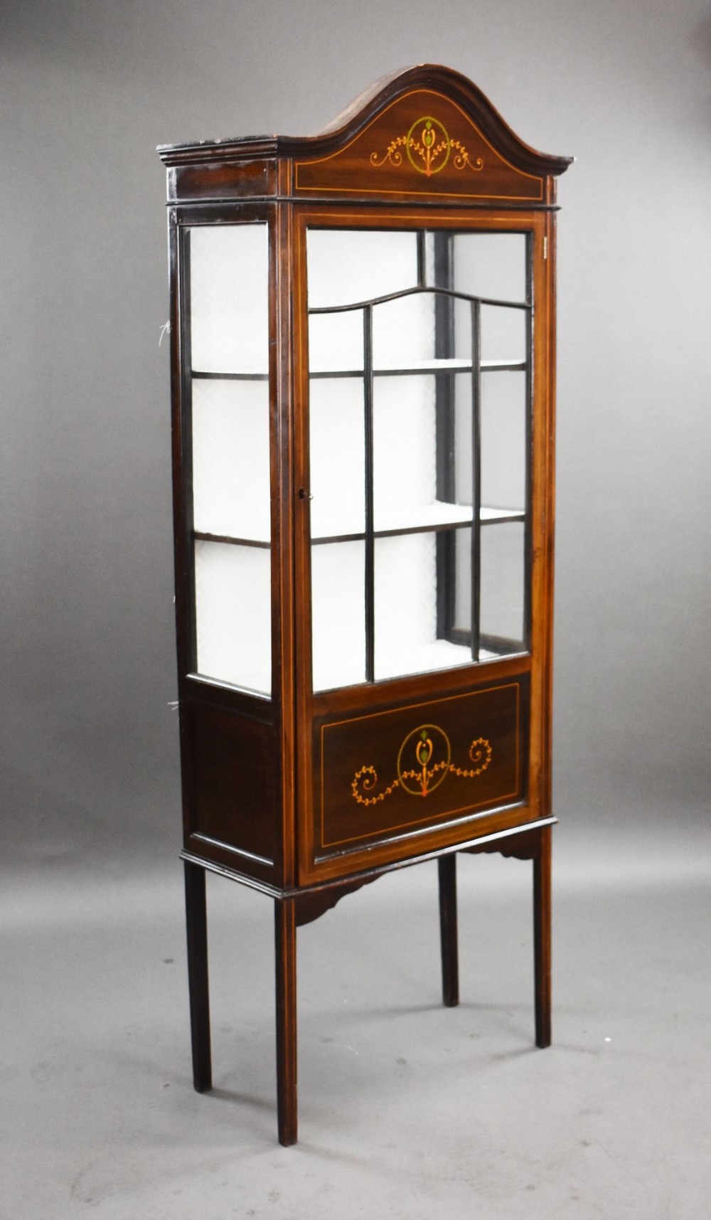 Edwardian Mahogany Hand Painted China Cabinet