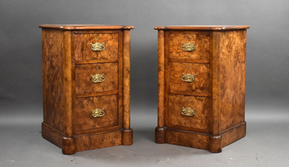 Pair of Victorian Burr Walnut Bedside Chests