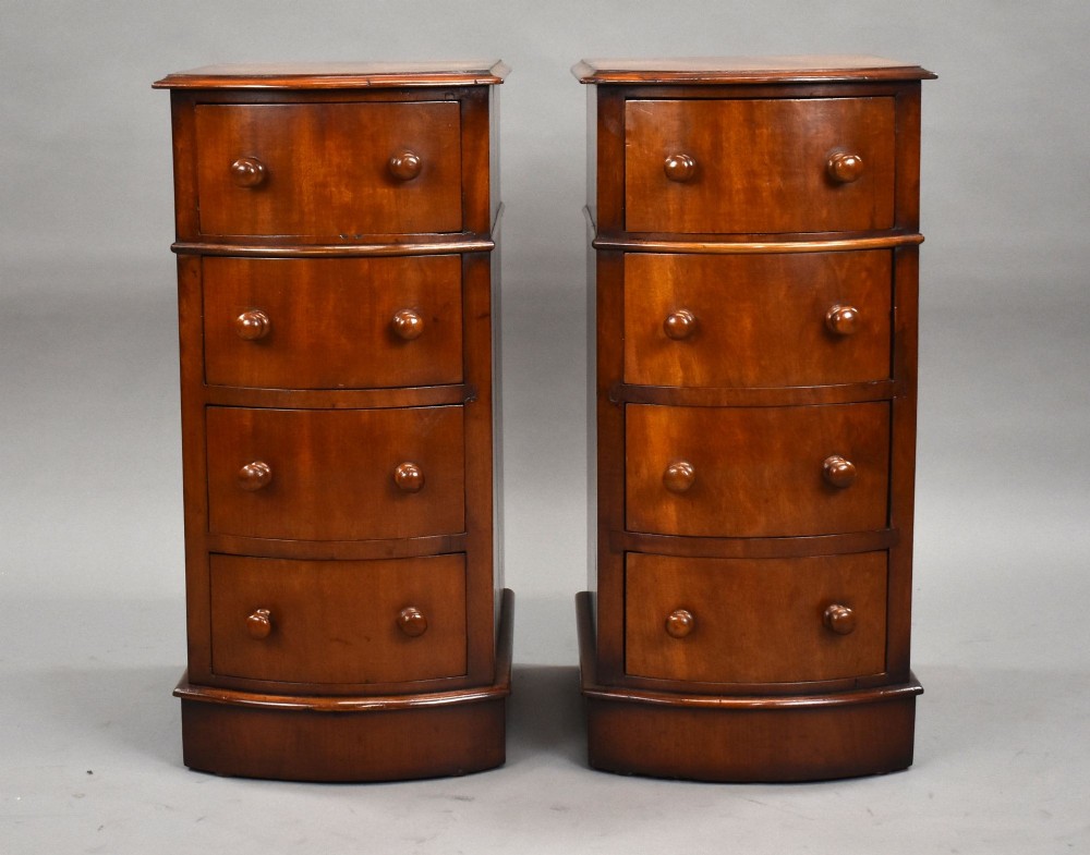 Pair of Victorian Mahogany Bow Front Bedside Chests
