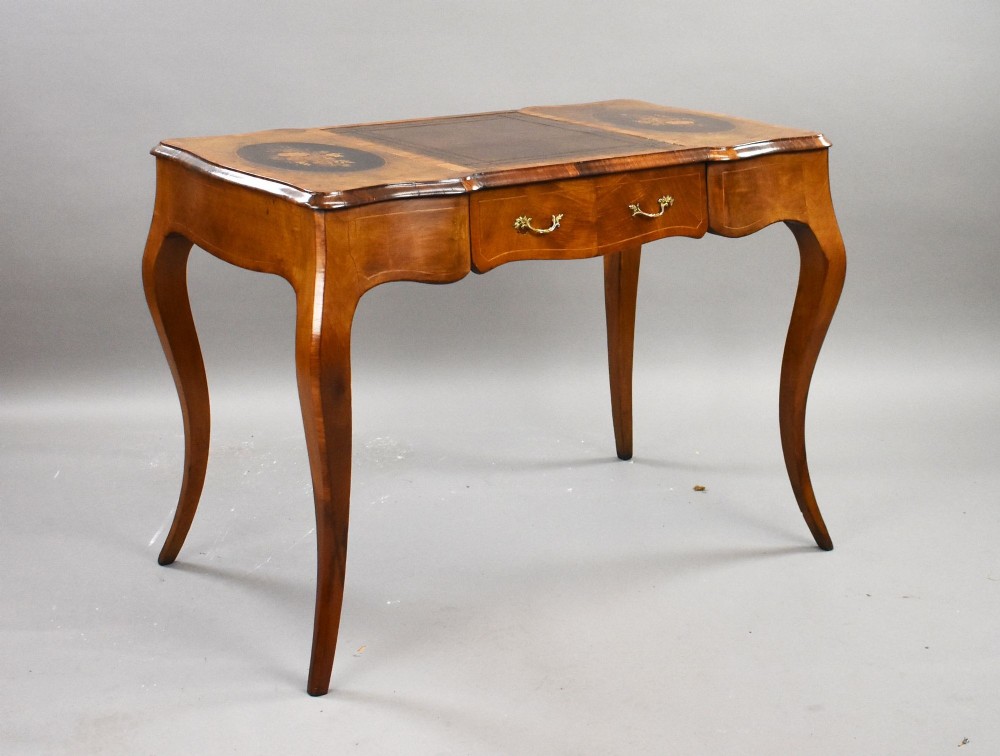 Victorian Burr Walnut & Marquetry Writing Table
