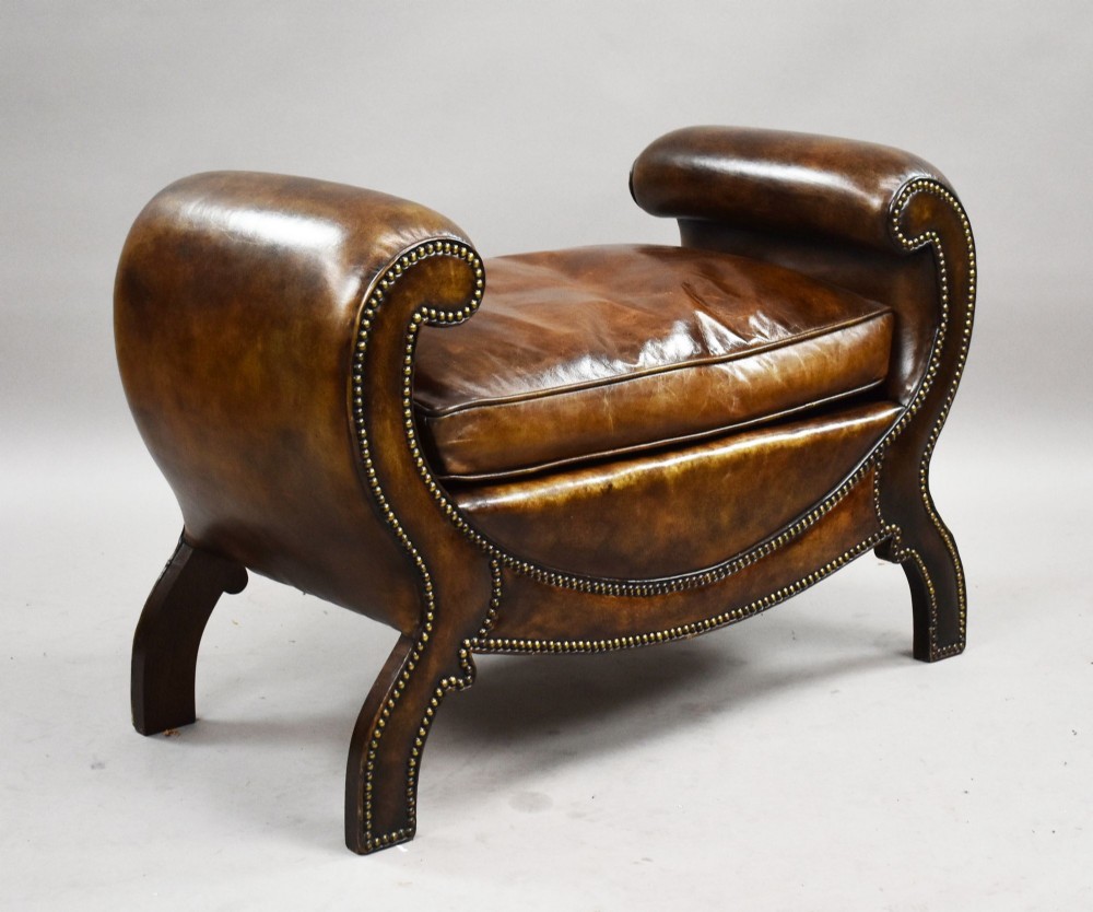 Regency Style Leather Stool