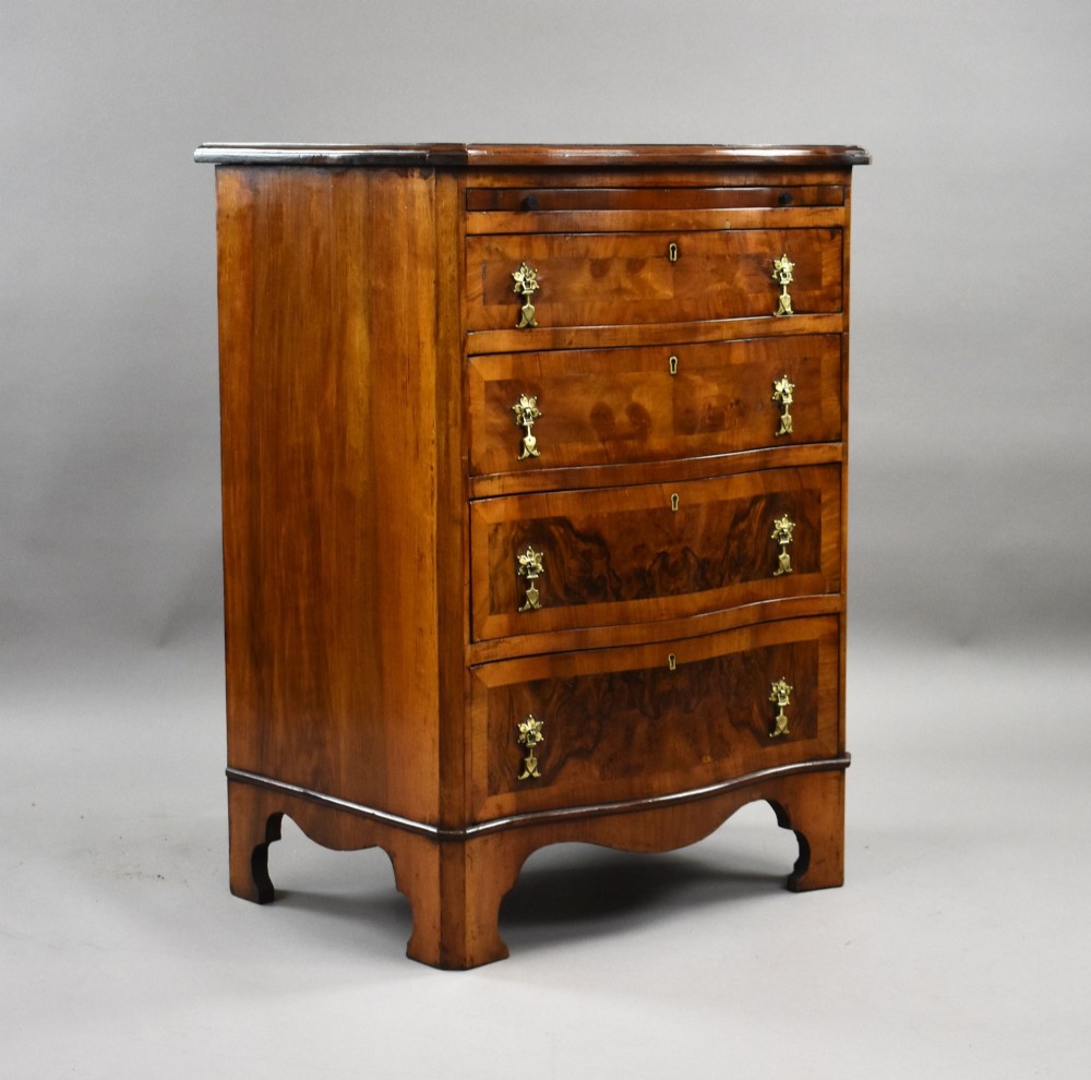 Georgian Style Walnut Serpentine Batchelors Chest