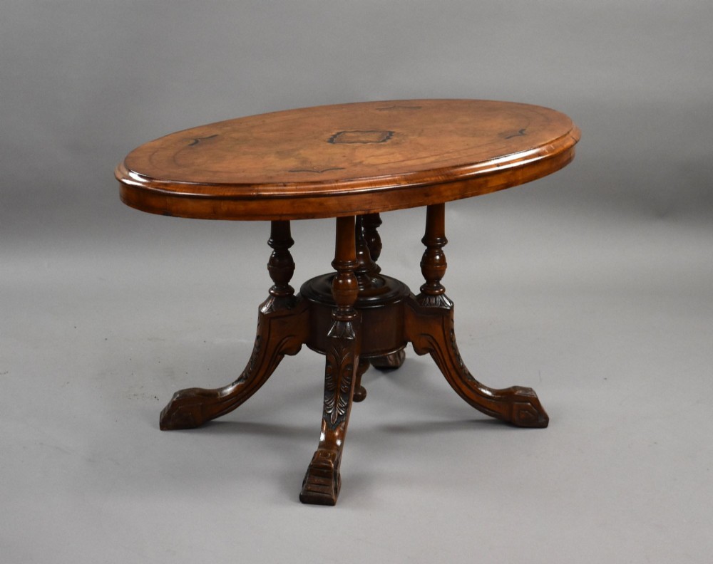 Victorian Burr Walnut Inlaid Coffee Table