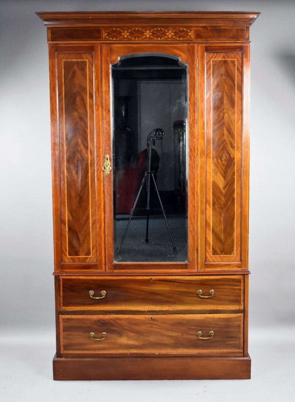 Edwardian Inlaid Mahogany Wardrobe