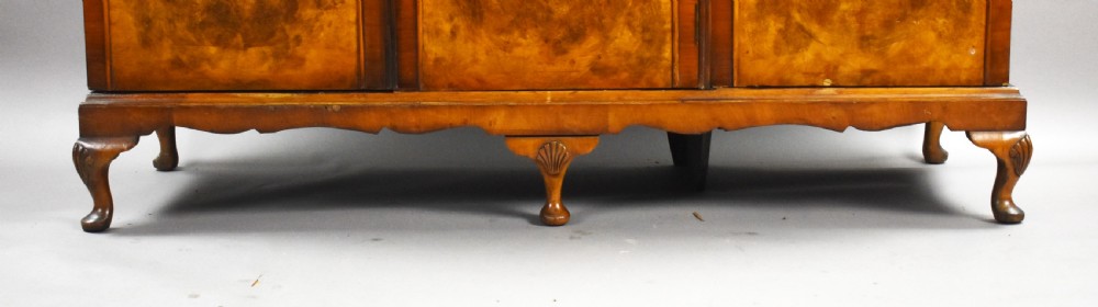 Queen Anne Style Burr Walnut Triple Wardrobe View X