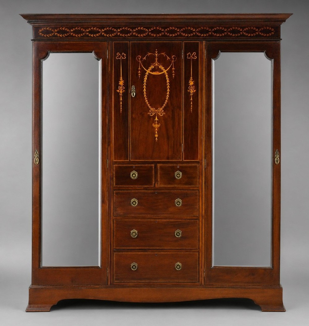 Edwardian Mahogany Inlaid Wardrobe
