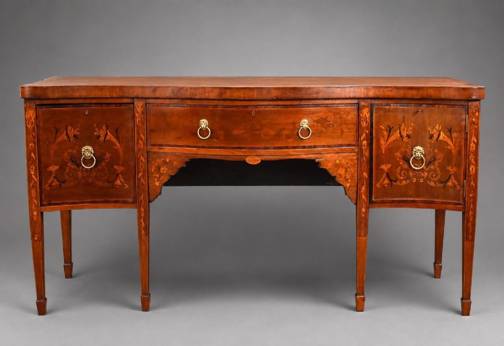 Antique Inlaid Serpentine Sideboard