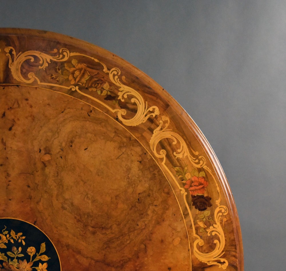 Victorian Burr Walnut and Marquetry Circular Breakfast Table View IV