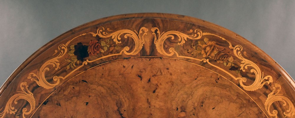 Victorian Burr Walnut and Marquetry Circular Breakfast Table View VIII