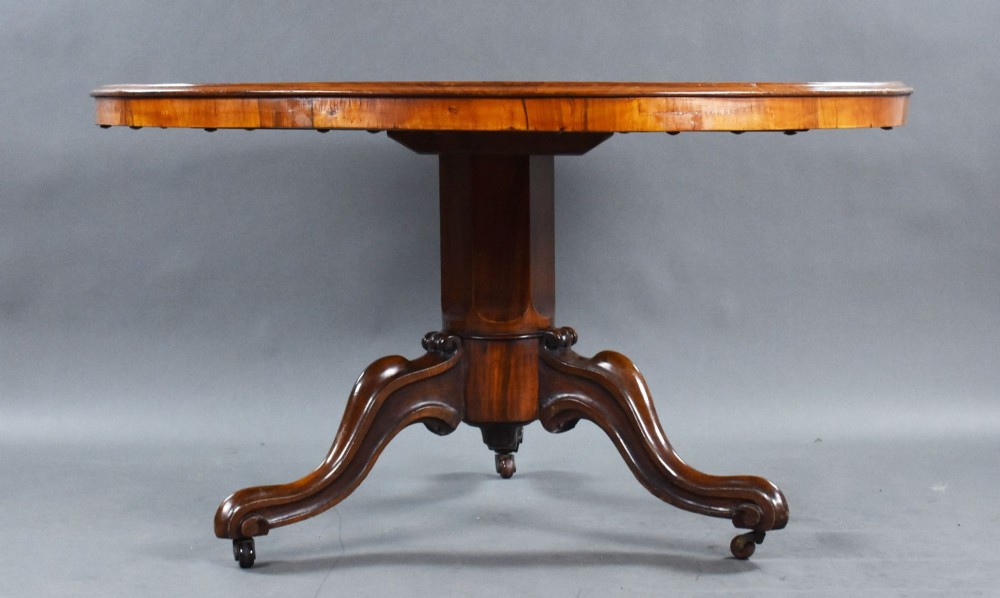 Victorian Burr Walnut and Marquetry Circular Breakfast Table View XII
