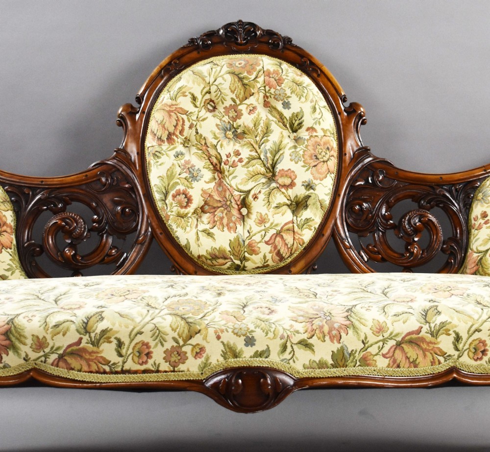 Victorian Walnut Carved Sofa/Chaise View IV