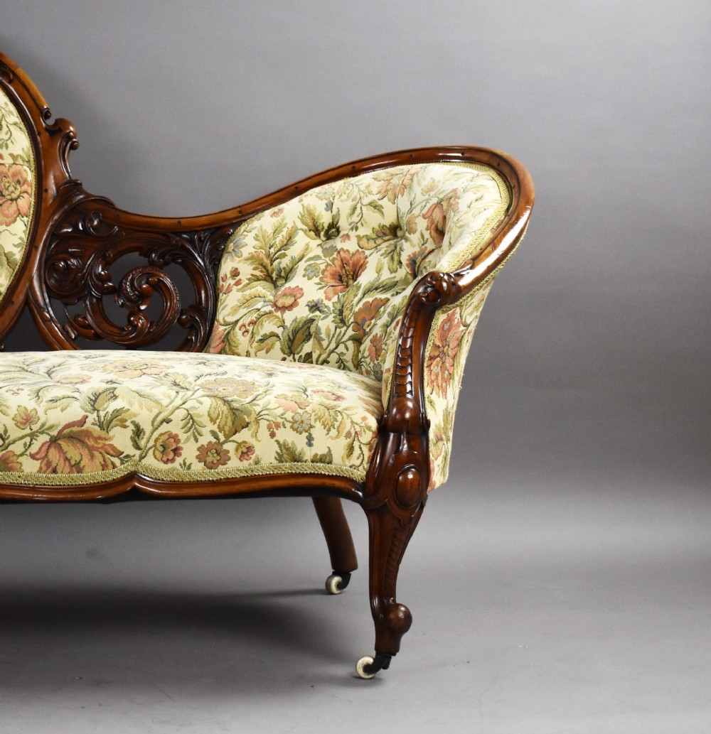 Victorian Walnut Carved Sofa/Chaise View V